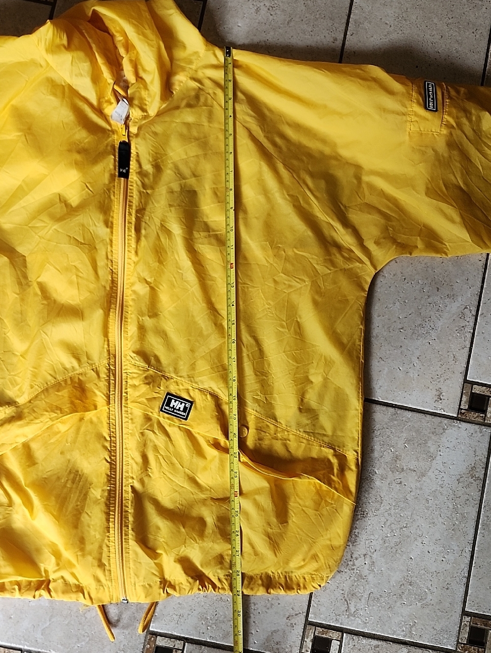 Vtg Helly Hanson Yellow Hooded Packable Windbreaker Jacket Mens Large - Picture 15 of 16